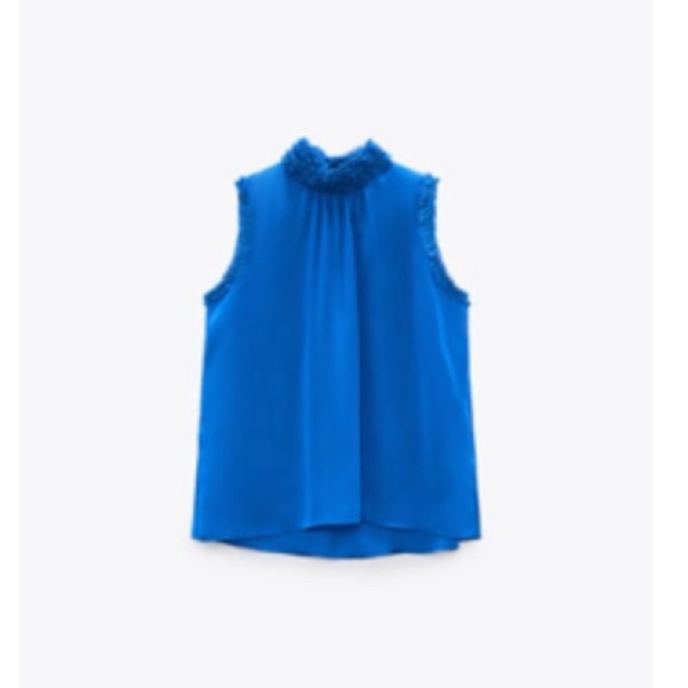 Zara High Collar Satin Effect Top